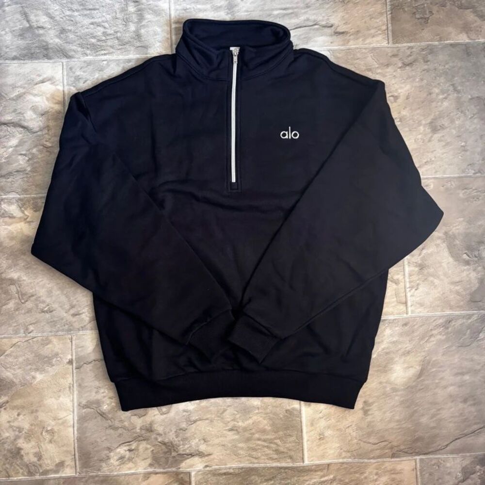 NWT Alo Yoga Accolade 1/4 Zip Pullover Sweatshirt Black XS